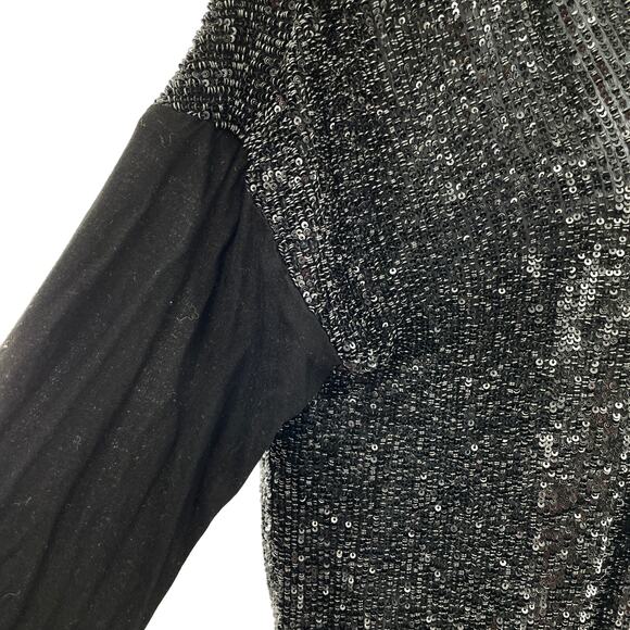 Robert Rodriguez Black Silk Sequin Deep V-Neck Elegant Dressy Oversized Top 12 - Picture 8 of 11